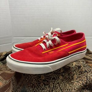 VANS Off the Wall Unisex Sneakers Red with Stripes 508731 Men's 7 Womens 8.5